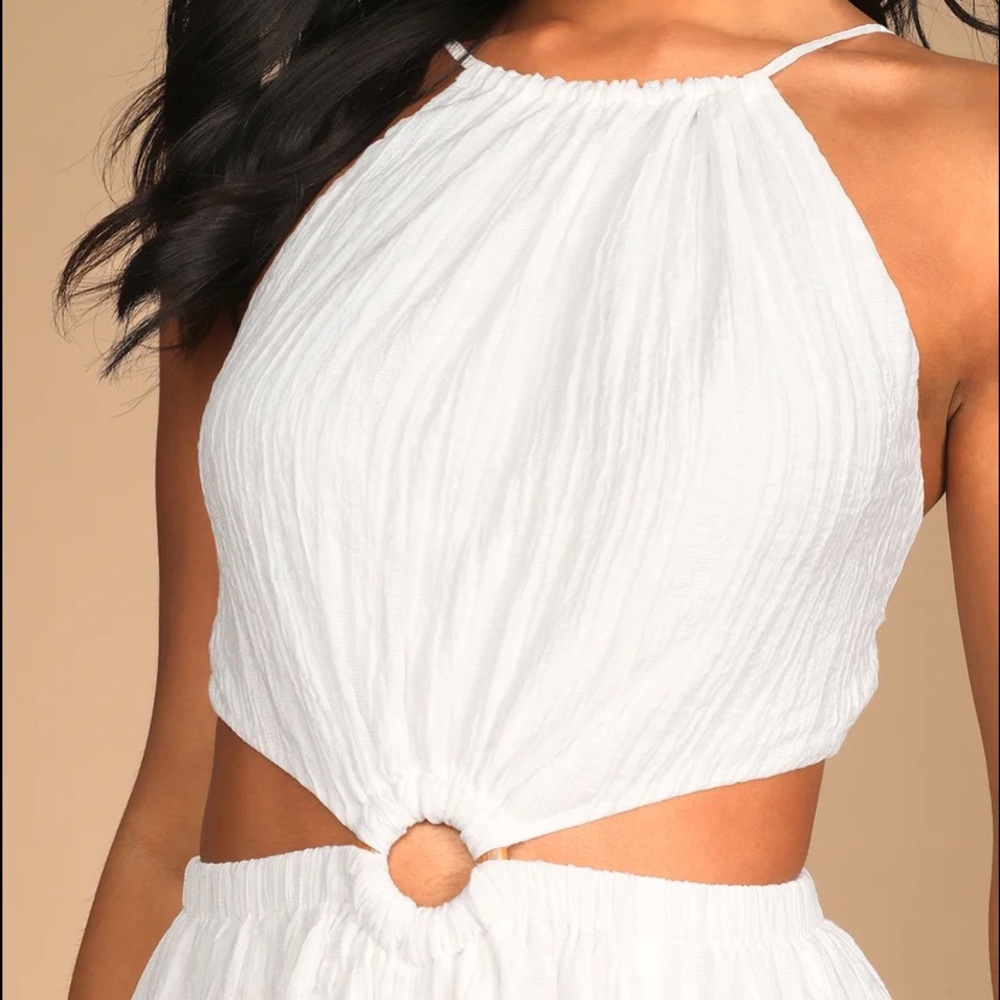 Lulus Total Happiness White Tie-Back Cutout Maxi Dress